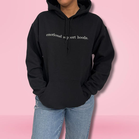 Emotional Support Embroidered Cotton Hoodie | Comfortable, Soft Mental Health Hoodie