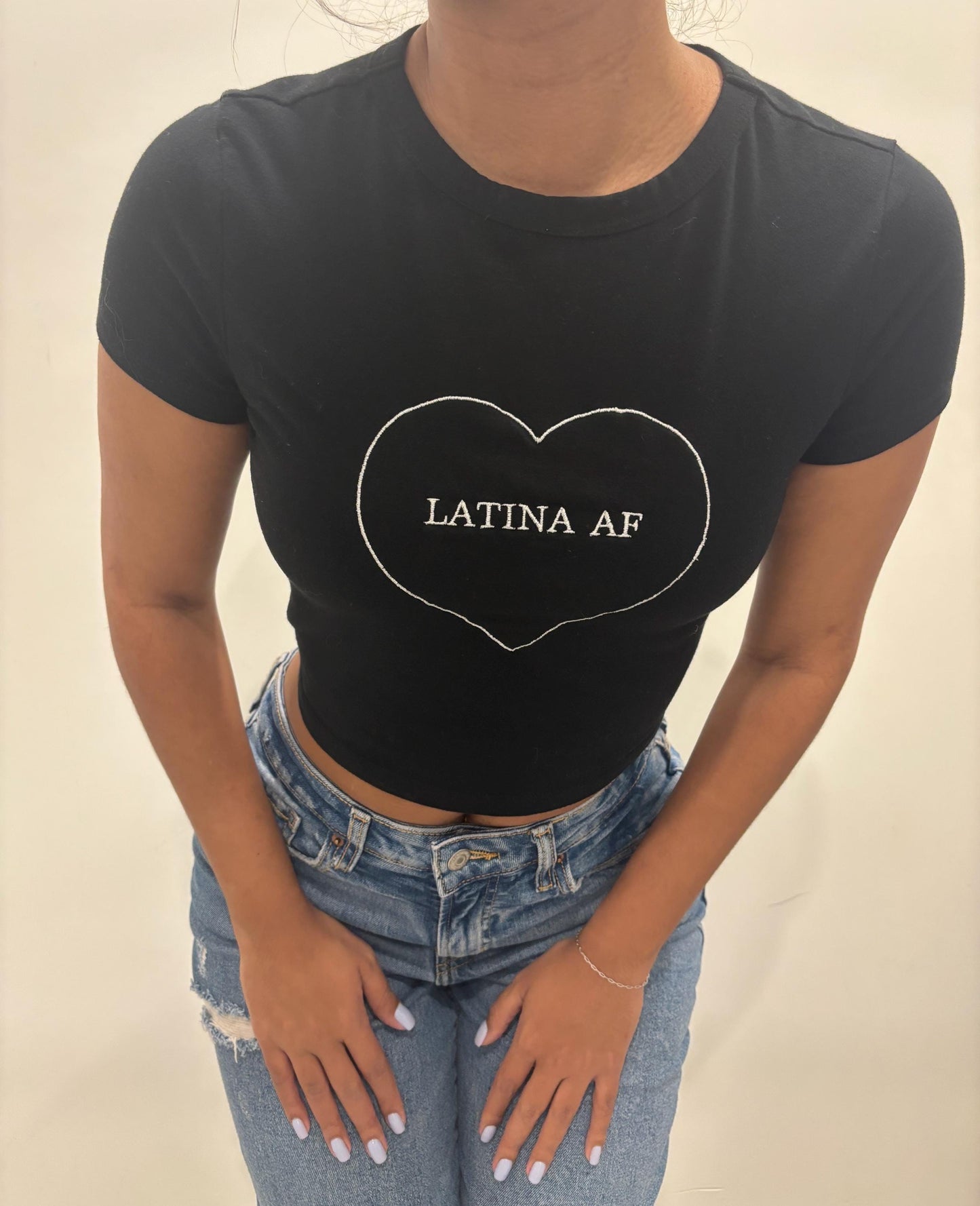 Latina AF Embroidered Crop Top