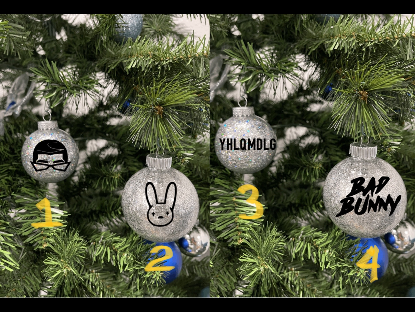 Bad Bunny Christmas Ornaments