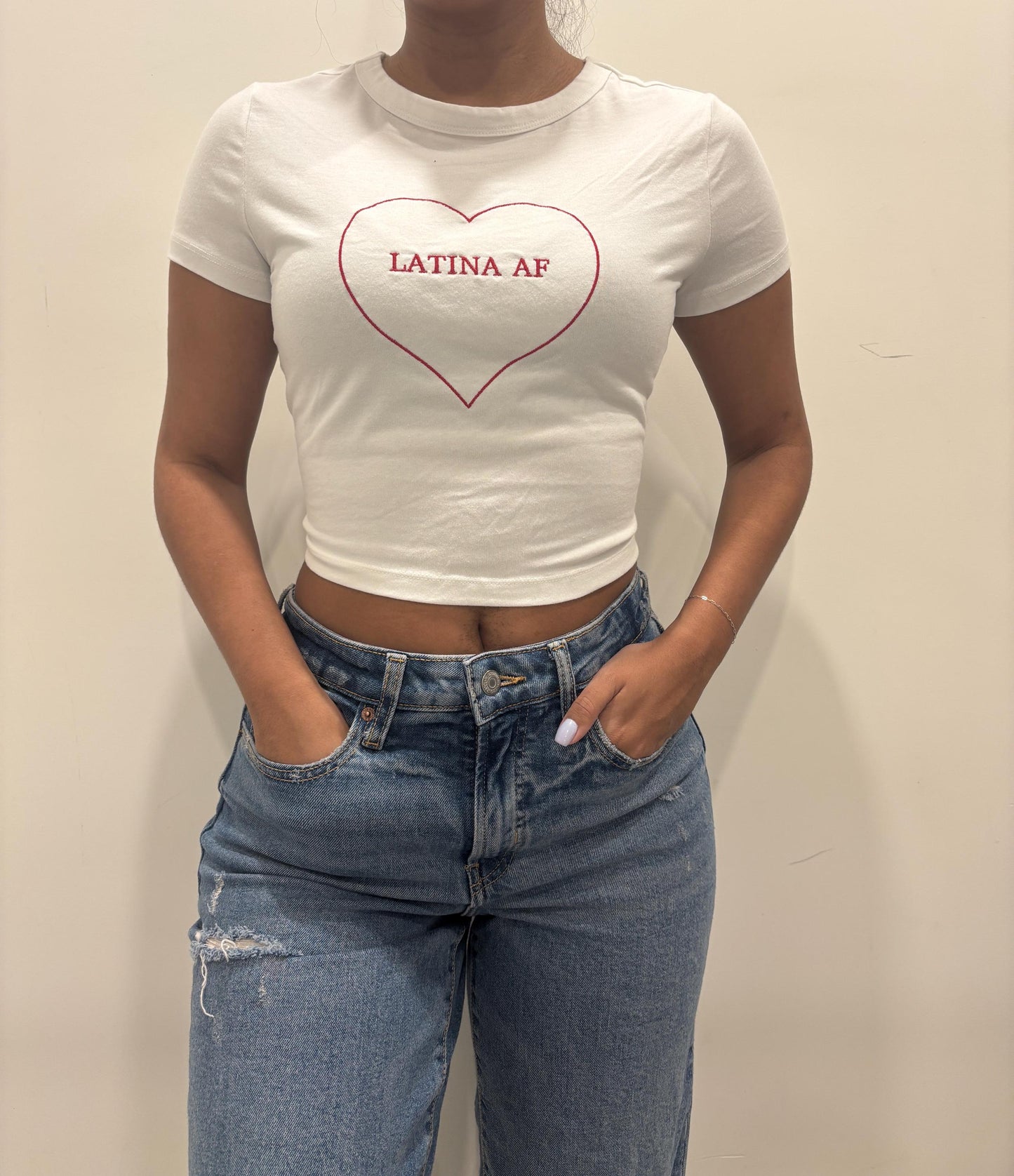 Latina AF Embroidered Crop Top