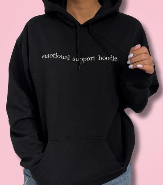 Emotional Support Embroidered Cotton Hoodie | Comfortable, Soft Mental Health Hoodie