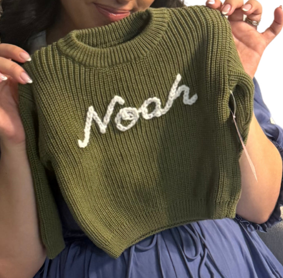 Hand embroidered name sweatshirt