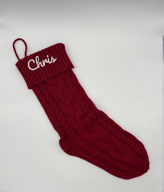 Embroidered Christmas Stockings – Personalized in Red, Green, or White
