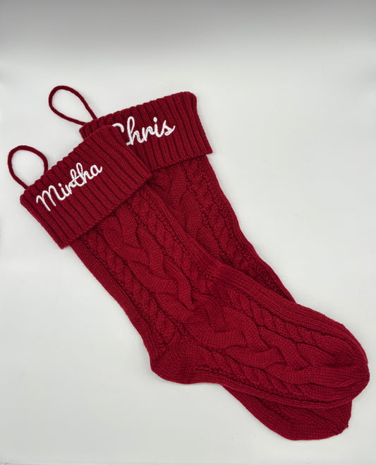 Embroidered Christmas Stockings – Personalized in Red, Green, or White